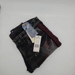 Jordan Craig Ross Jeans Mens 32x32 Black New Distressed Paint Rhinestone Trim